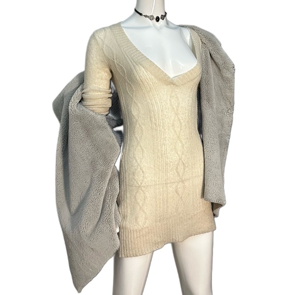 vintage grey knit faux fur cardigan - Picture 4 of 10